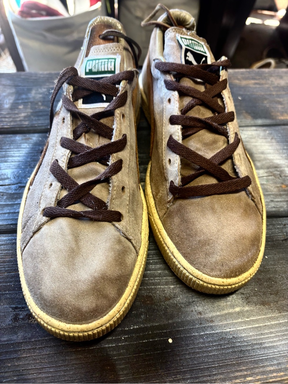 Puma Brown Suede Men’s Low-Top Sneakers with Dark Brown Laces